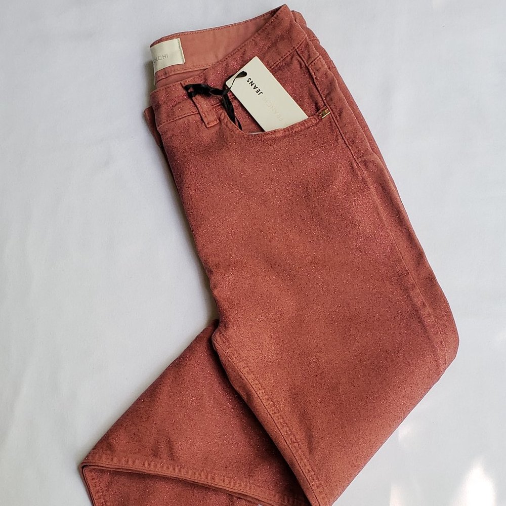 ELISABETTA FRANCHI JEANS Rose Pink Denim Jeans Size 27 Italian Brand New NWT